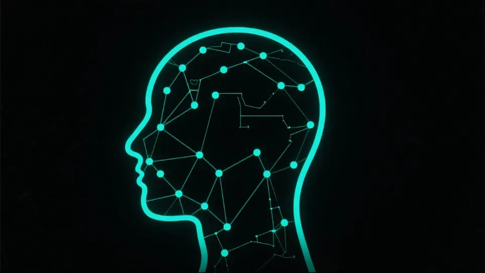 Image Prompt: A bold, minimalist graphic illustration of a stylized human head with a glowing network of interconnected lines and dots inside. The lines are simplified to look like a clean, elegant roadmap or blueprint. The background is dark, and the internal lines glow with a single, vibrant color, representing clarity and insight.